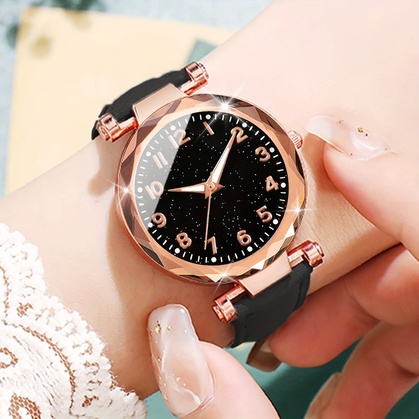 Set Eleganza Casual - Orologio al Quarzo con Cinturino in Pelle Sintetica e Bracciale