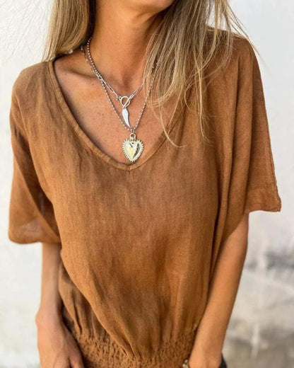 Muse - T-shirt bohémien con scollo a V